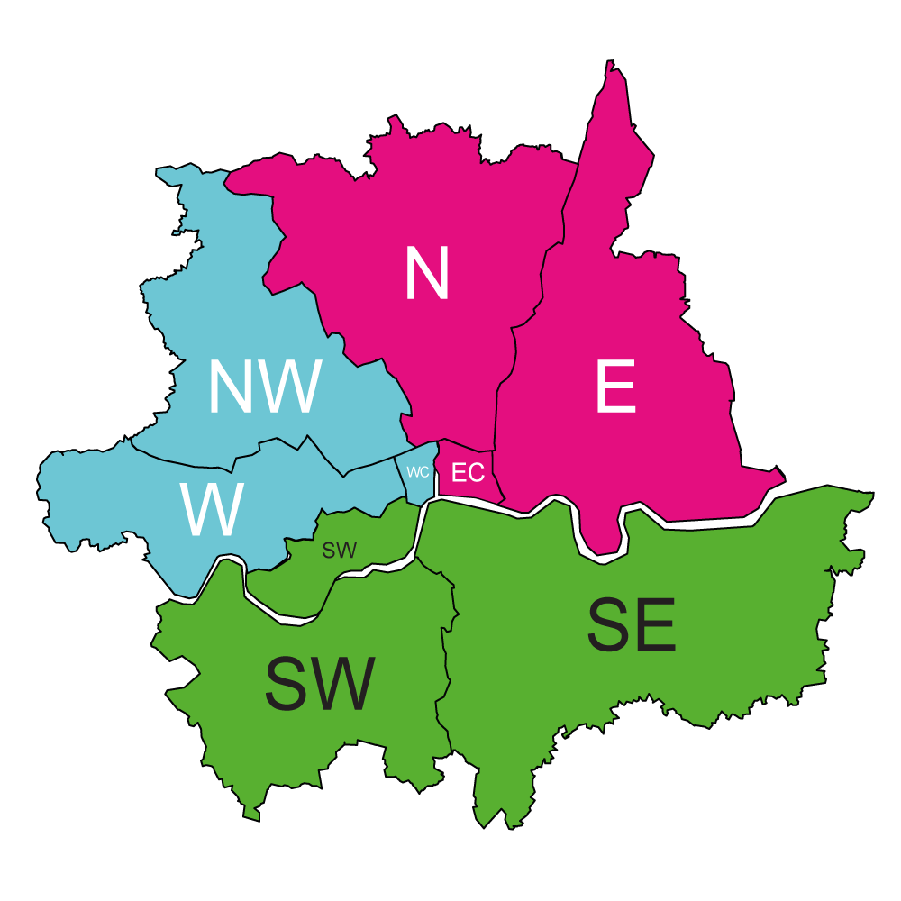 London Map BDM post codes