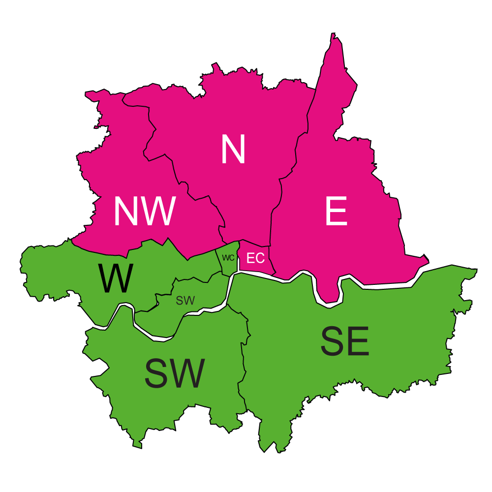 London Map BDM post codes